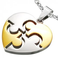 Two tone stainless steel Puzzle Heart pendant