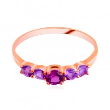 14K Rose gold ring – rhodolite and Brazilian amethyst in a mount