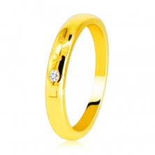 Diamond band in 585 yellow gold – writing “LOVE” with a brilliant, smooth surface, 1,6 mm