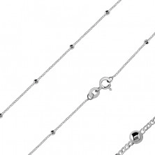 925 Silver necklace – chain made of round links, glossy beads