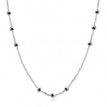 925 Silver necklace – beads, double-connected links, spring ring