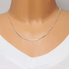 925 Silver necklace, slip on – densely connected square links, glossy beads
