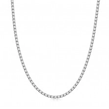 925 Silver necklace, slip on – densely connected square links, glossy beads