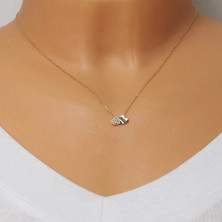 Diamond necklace in 14K yellow gold  - joined small hearts, clear brilliants