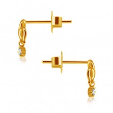 Diamond earrings in 14K yellow gold – double loop, clear brilliant