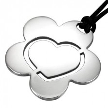 Flower Heart steel pendant