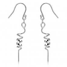 Dangling 925 silver earrings – twisted narrowing spiral, afro hook