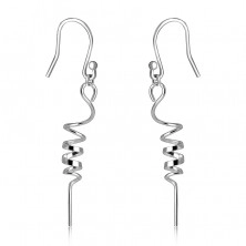 Dangling 925 silver earrings – twisted narrowing spiral, afro hook