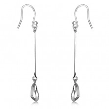 Dangling earrings in 925 silver – chain with a snake skin motif, heart outline