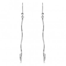 Dangling 925 silver earrings – glossy thin wavy line, afro hook