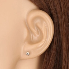 Stud earrings in 14K white gold – simple glossy bead, 4 mm