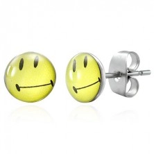 Stainless steel earrings - smug smiley