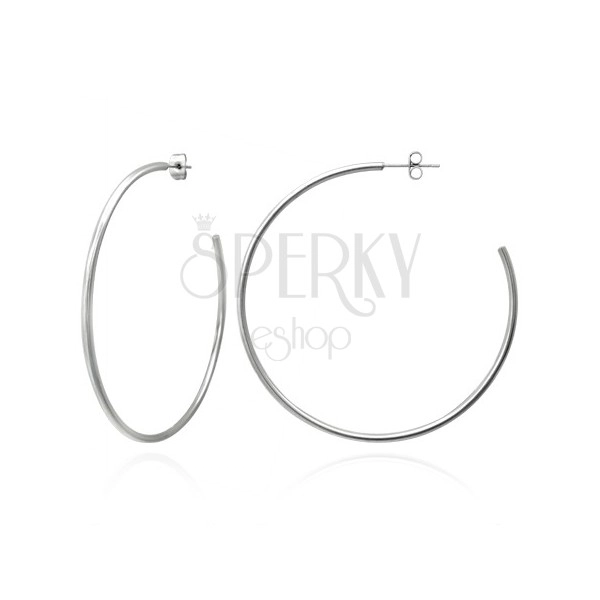 Earrings made of steel - simple big circles in silver colour, 65 mm