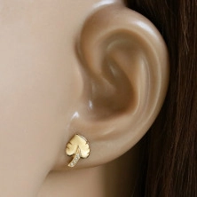 Earrings made of 9K gold – “Monster” leaf motif, stem adorned with zircons, studs