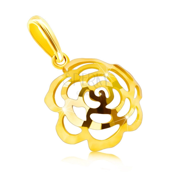 Pendant made of 9K gold – convex flower in the shape of a hemisphere with petal cut-outs