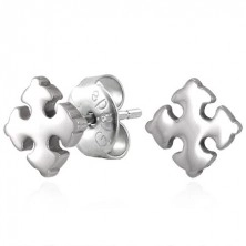 Steel earrings in silver colour - shiny violet Cross Bottony, studs