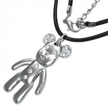 Fashion necklace with pendant - happy bear with zircons