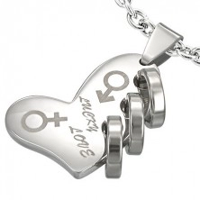 Stainless steel pendant - LUCKY LOVE silver heart