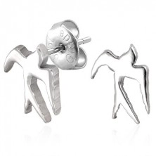 Steel earrings in silver colour - shiny swallow
