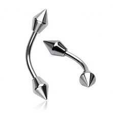 316L steel eyebrow piercing - glossy spikes of silver colour
