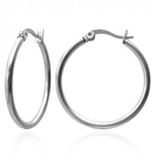 Earrings made of 316L steel - circles in silver colour, 15 mm