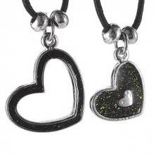 Couple necklace - hearts on strings