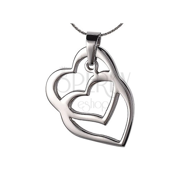 Steel pendant overlapping hearts