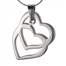 Steel pendant overlapping hearts