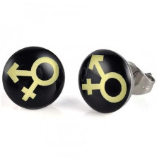 Stud steel earrings with transgender symbol