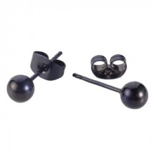 Steel stud earrings in black colour - shiny smooth balls