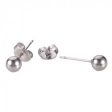 Earrings made of surgical steel, small balls in silver colour