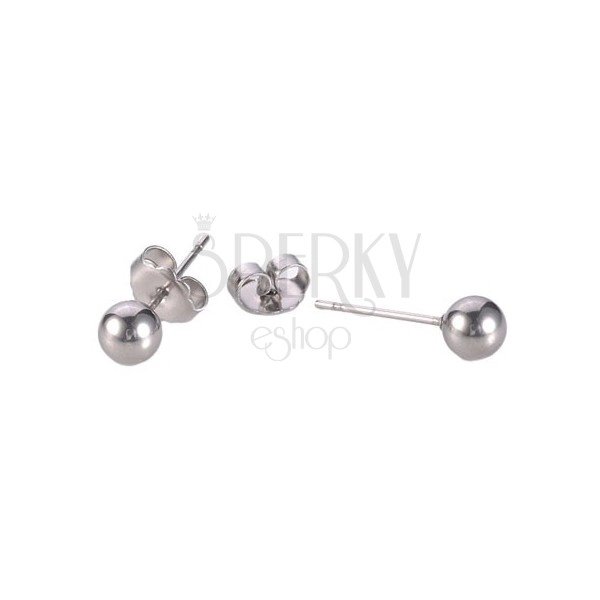 Earrings made of surgical steel, small balls in silver colour