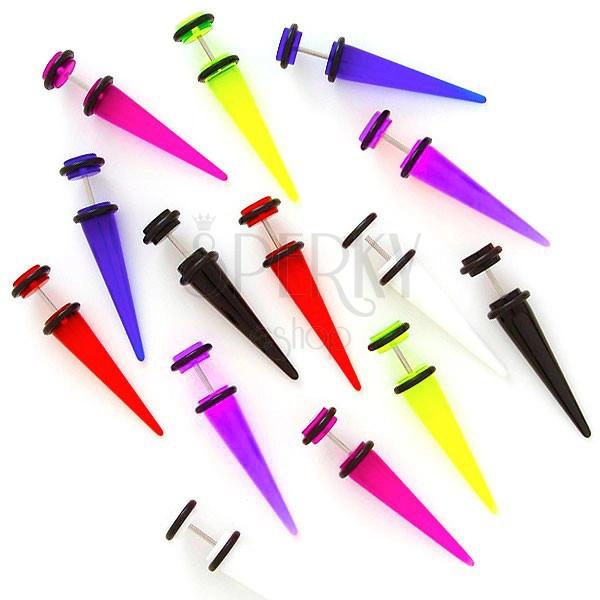 Ear taper with various colour rubber bands