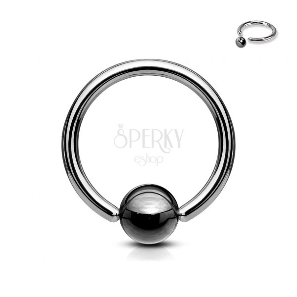 316L steel piercing - circle with ball of dark grey colour