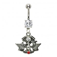 Eagle belly button ring with zircons