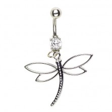 Dragonfly navel piercing - wings contour