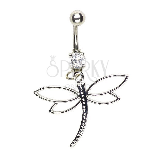 Dragonfly navel piercing - wings contour
