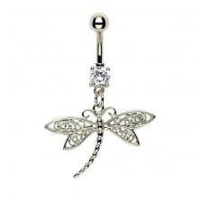 Belly button ring - dragonfly, netted wings