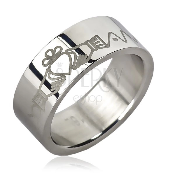 Steel ring - Irish ring design, chain, zig-zag