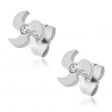 Surgical steel earrings - propeller, zircon