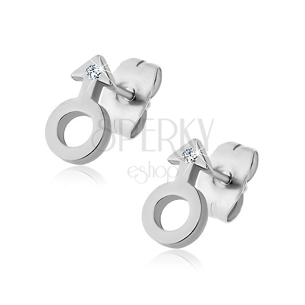 Steel earrings - gender symbol, man