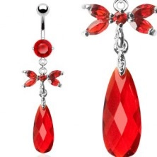 Red zirconic butterfly navel ring