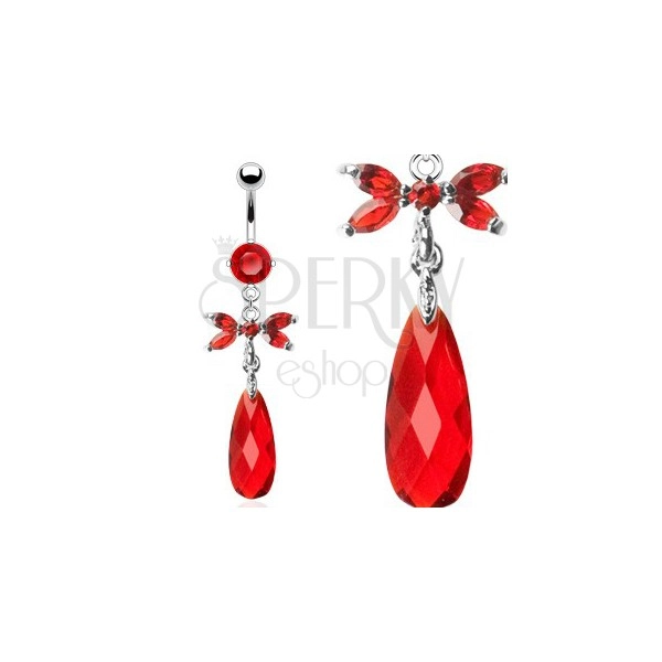 Red zirconic butterfly navel ring