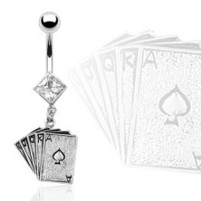 Belly button ring - playing cards