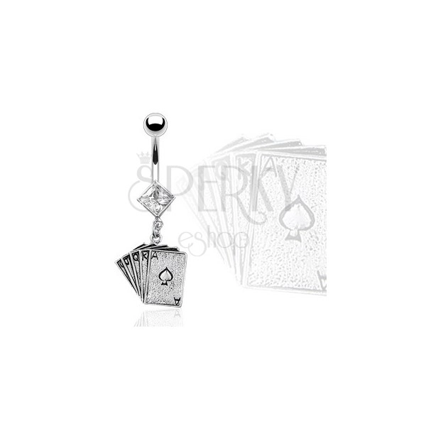 Belly button ring - playing cards