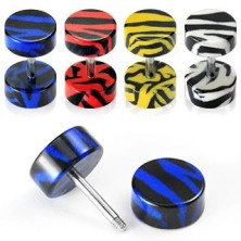 Fake ear plug - coloured tiger pattern