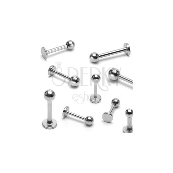 Chin steel piercing with simple glossy ball, 1,6 mm