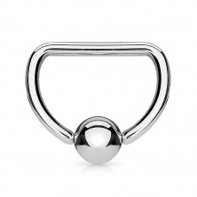316L steel piercing - circle shape of letter "D" with glossy ball