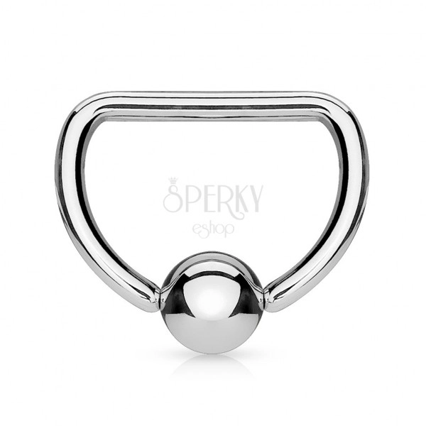 316L steel piercing - circle shape of letter "D" with glossy ball