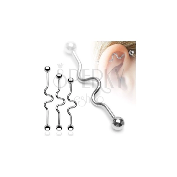 Ear piercing - waves, labret, ball beads